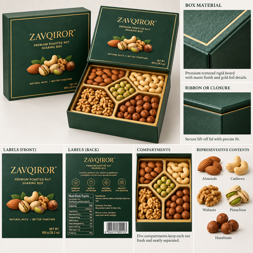 ZAVQIROR™ Premium Roasted Nut Sharing Box image 6