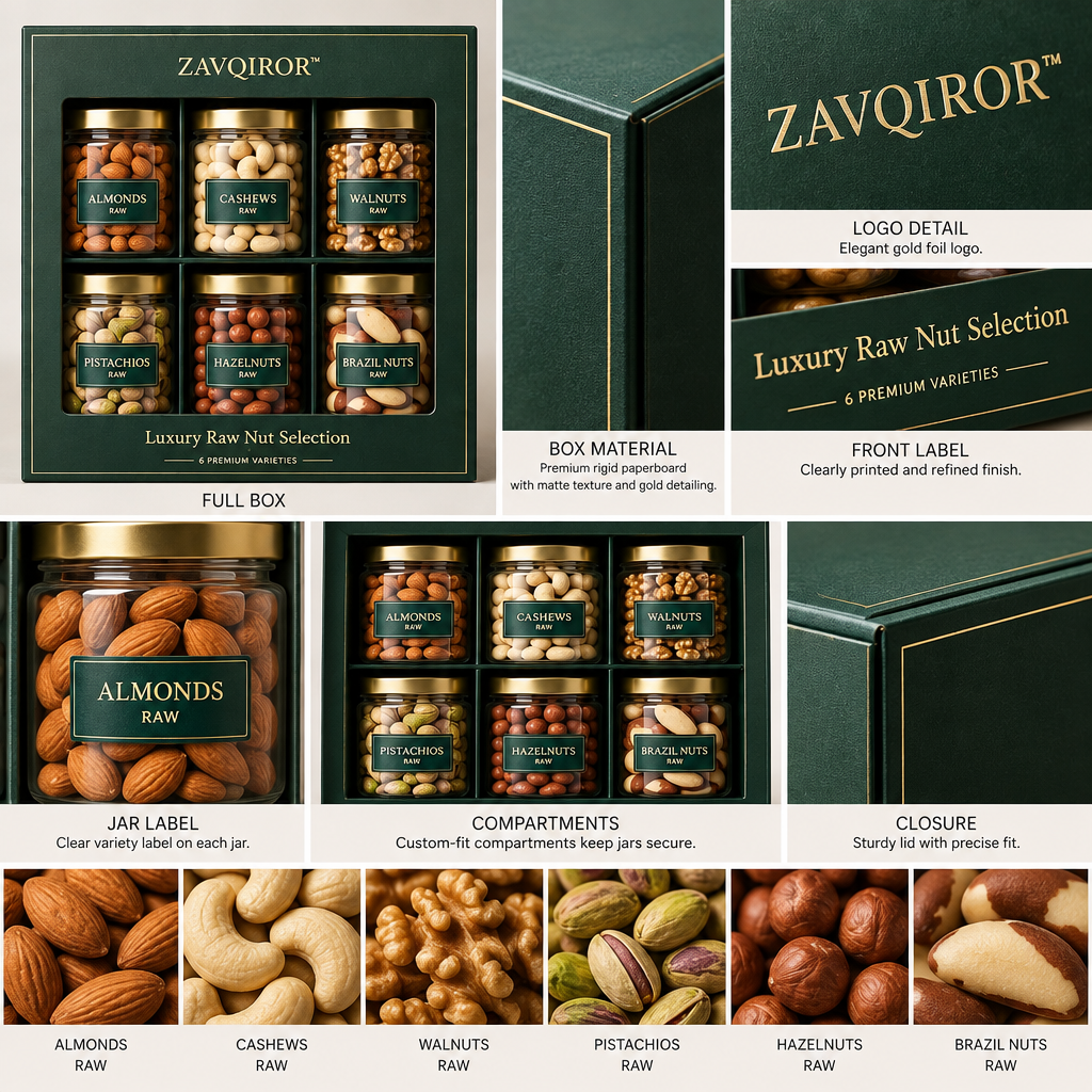 ZAVQIROR™ Luxury Raw Nut Selection Gift Box image 6