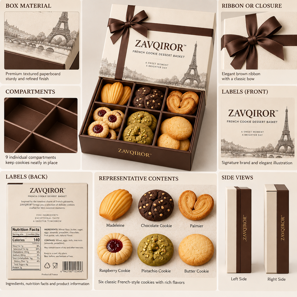 ZAVQIROR™ French Cookie Dessert Basket image 6